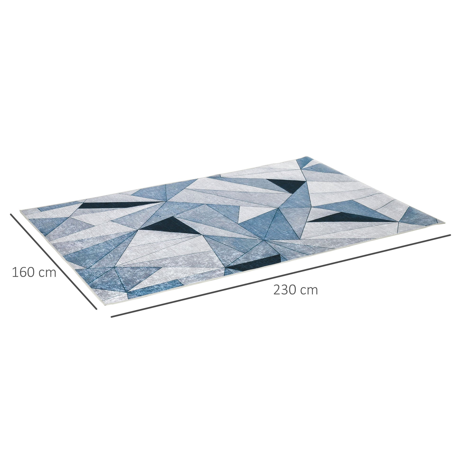 Modern Velvet Diamond Pattern Living Room Rug 230x160 cm Geometric Rug with Non-Slip Base for Bedroom Office Study Multicolor