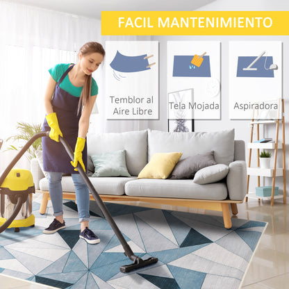 Modern Velvet Diamond Pattern Living Room Rug 230x160 cm Geometric Rug with Non-Slip Base for Bedroom Office Study Multicolor