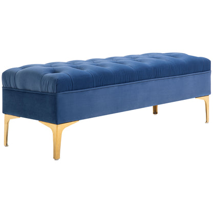 Bench, Bed Bench, Shoe Bench with Elevated Legs, Bedroom, Velvet Blue 118 x 45 x 42 cm
