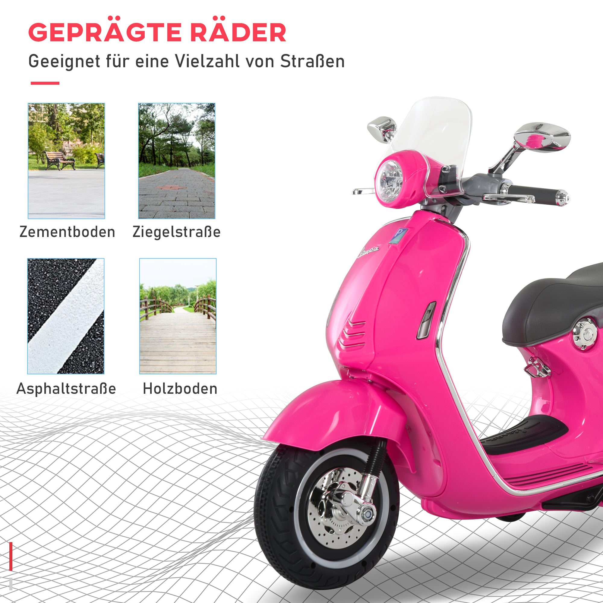 Kids Electric Motorcycle, 6V Children's Motorcycle with Headlights, Music, Forward and Reverse Gears, Training Wheels, 30 kg Capacity, Electric Motorcycle for 3-6 Year Old Kids, Pink