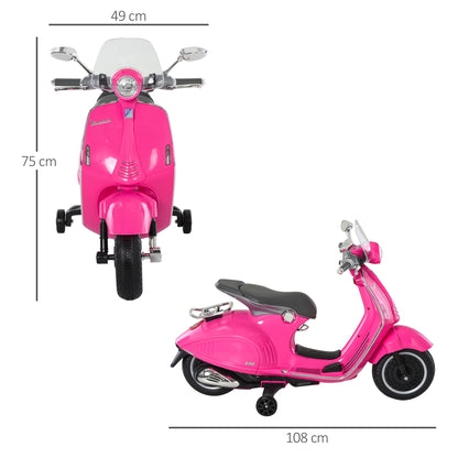 Kids Electric Motorcycle, 6V Children's Motorcycle with Headlights, Music, Forward and Reverse Gears, Training Wheels, 30 kg Capacity, Electric Motorcycle for 3-6 Year Old Kids, Pink