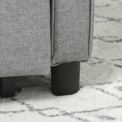 Single Armchair Bed with 3-Level Reclining Backrest, 2 Wheels and Cushion, Folding Single Sofa Bed for Living Room in Linen Effect Fabric and Wood, 69x82x85cm, Light Gray