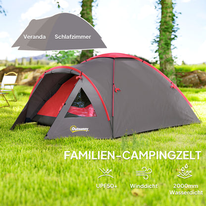 Camping Tent for 3 Persons Light, Stable Waterproof UV 50+ Dome Tent with Canopy Door Window, Groundsheet Family Tent with 2000mm Water Column Tent for Camping Travel Trekking Garden