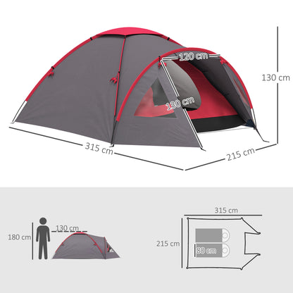 Camping Tent for 3 Persons Light, Stable Waterproof UV 50+ Dome Tent with Canopy Door Window, Groundsheet Family Tent with 2000mm Water Column Tent for Camping Travel Trekking Garden