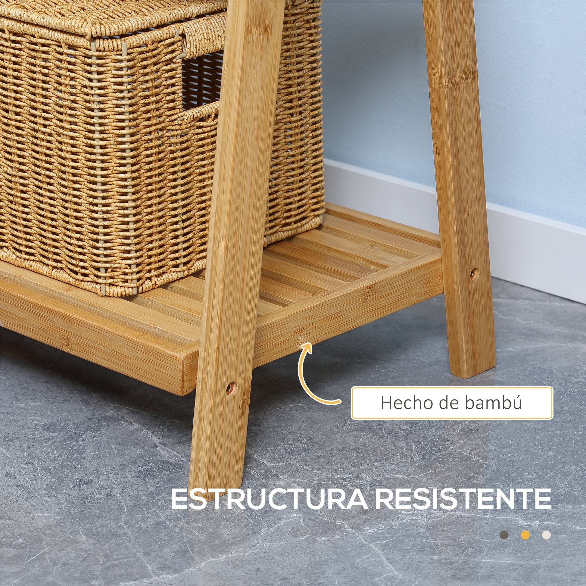 Bamboo Freestanding Towel Rack with 3 Bars Folding Ladder Towel Rack with 3 Storage Shelves for Bathroom Laundry Room 53x30.5x152 cm Natural