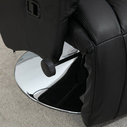 Reclining Chair Swivel TV Armchair with Reclining Function, Footrest, TV Chair up to 150 kg Load Capacity, for Living Room, Faux Leather, Black