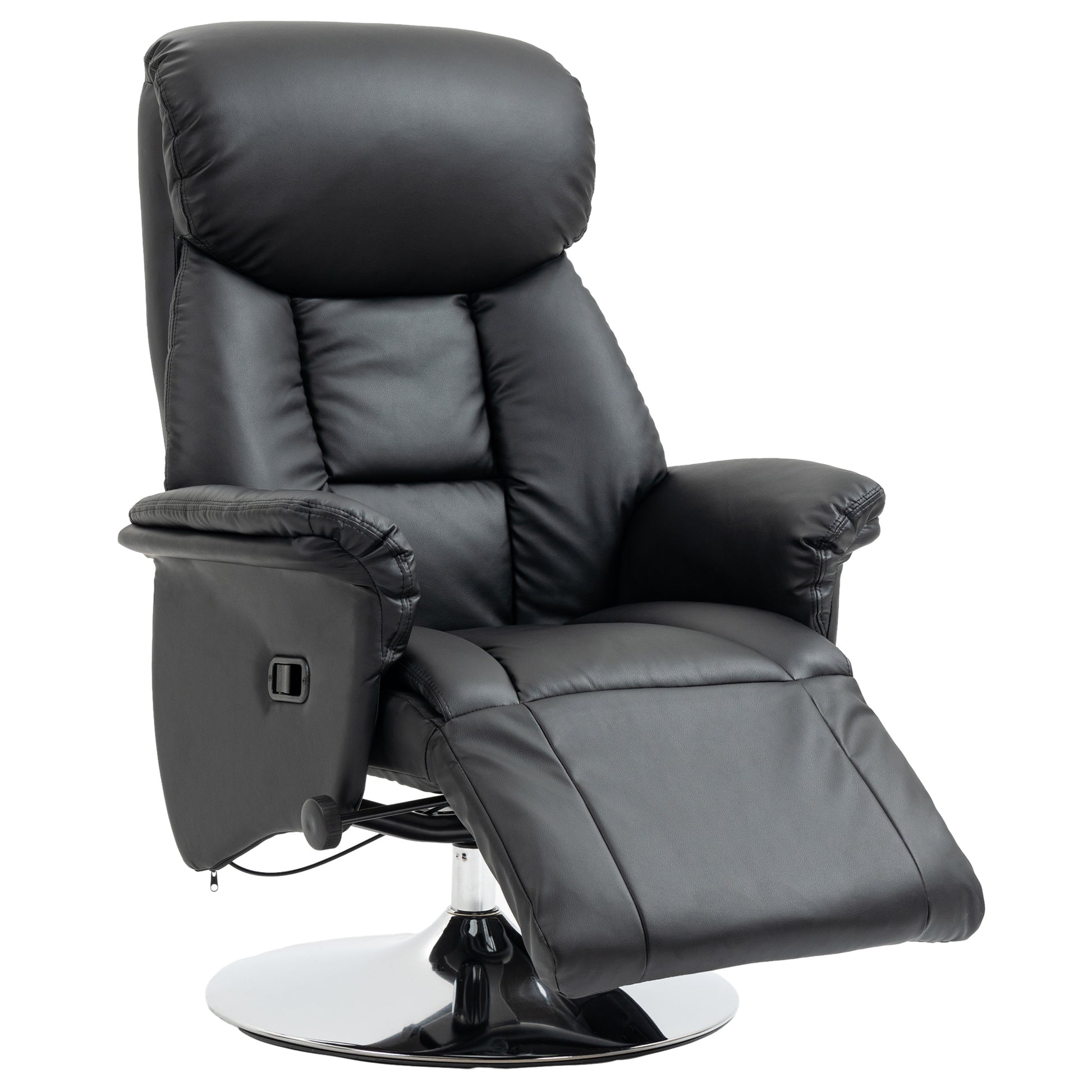 Reclining Chair Swivel TV Armchair with Reclining Function, Footrest, TV Chair up to 150 kg Load Capacity, for Living Room, Faux Leather, Black