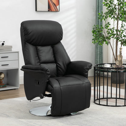 Reclining Chair Swivel TV Armchair with Reclining Function, Footrest, TV Chair up to 150 kg Load Capacity, for Living Room, Faux Leather, Black