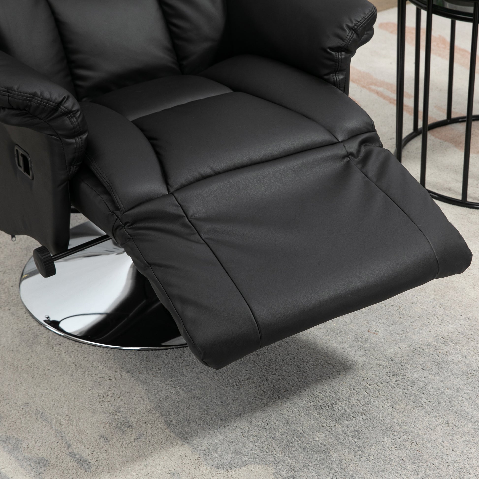 Reclining Chair Swivel TV Armchair with Reclining Function, Footrest, TV Chair up to 150 kg Load Capacity, for Living Room, Faux Leather, Black