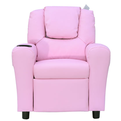 Kids Chair, Minichair, Kids Sofa for 3-6 Years Old, Reclining Function, Built-in Cup Holder, Pink, 62 x 56 x 69 cm