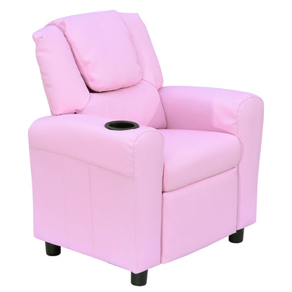 Kids Chair, Minichair, Kids Sofa for 3-6 Years Old, Reclining Function, Built-in Cup Holder, Pink, 62 x 56 x 69 cm
