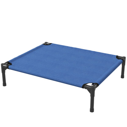 Medium Size Folding Dog Bed for Indoor and Outdoor, Raised Dog Bed, Metal and Oxford Fabric Dog House, 76x61x18 cm, Blue