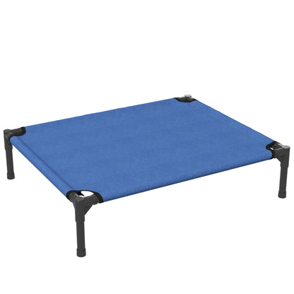 Medium Size Folding Dog Bed for Indoor and Outdoor, Raised Dog Bed, Metal and Oxford Fabric Dog House, 76x61x18 cm, Blue