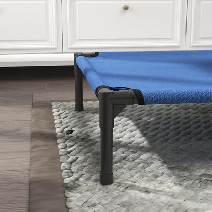 Medium Size Folding Dog Bed for Indoor and Outdoor, Raised Dog Bed, Metal and Oxford Fabric Dog House, 76x61x18 cm, Blue