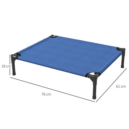 Medium Size Folding Dog Bed for Indoor and Outdoor, Raised Dog Bed, Metal and Oxford Fabric Dog House, 76x61x18 cm, Blue
