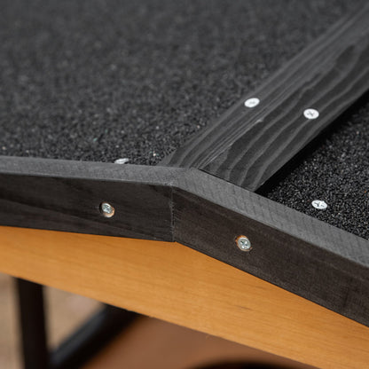 Cat House, Pine Wood, Outdoor Cat Hut with Terrace, Cat Cave, 4 Floors, Cat Villa with Stairs, Asphalt Roof, Winterproof, Small Animal House, Yellow, 75.5 x 75 x 137 cm