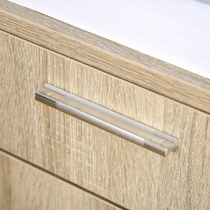 Office Printer Stand Multifunctional Office Cart with 3 Compartments 2 Drawers for Files Adjustable Shelf Wheels with 2 Brakes 80x40x72 cm Oak