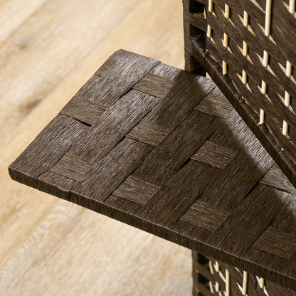 Room Divider 4 Panels 160 x170 cm with 2 Shelves, Folding, Pine Wood for Office, Living Room, Bedroom, Brown