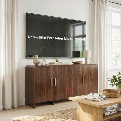 Modern Sideboard, 59.8 in Buffet Cabinet with 4 Storage Compartments, Soft-Close Doors, TV Stand for TVs up to 72 in, Walnut Brown