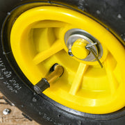 Garden Transport Cart Hand Trailer Wagon 4 Wheels 94L x 48.5W x 100H cm Max Load 150 Kg Yellow Metal