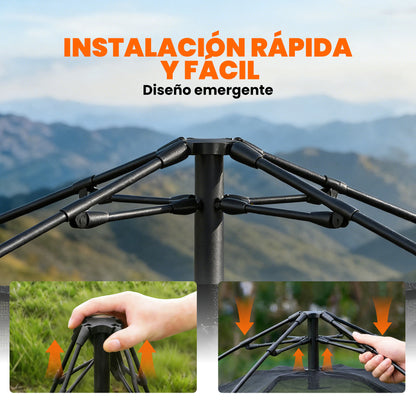 Instant Pop-Up Tent with Mesh Windows & Carry Bag, 3000 mm Waterproof, UPF50+ – 3–4 Person, Khaki