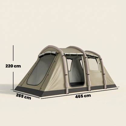 Inflatable 5–6 Person Camping Tent — Fast Air Setup, Mesh Windows, Waterproof Oxford Fabric, Awning & Groundsheet