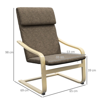 Recliner Chair, Relax Chair, Armchair with Headrest, Rocking Chair, Dining Chair with Linen Look for Living Room, Brown 65 x 69 x 98cm
