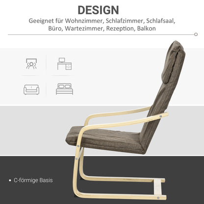 Recliner Chair, Relax Chair, Armchair with Headrest, Rocking Chair, Dining Chair with Linen Look for Living Room, Brown 65 x 69 x 98cm