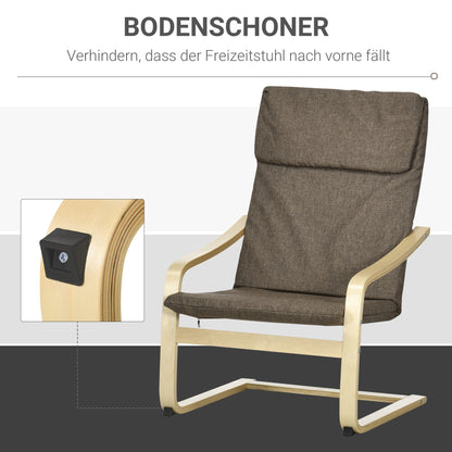 Recliner Chair, Relax Chair, Armchair with Headrest, Rocking Chair, Dining Chair with Linen Look for Living Room, Brown 65 x 69 x 98cm