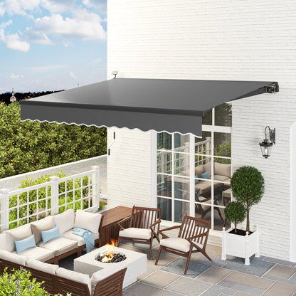 Clamp Awning with Hand Crank Solar Lights Joint Arm Awning Awning Sun Protection UV 50+, Balcony Awning including Wall Bracket Sun Awning 400 cm Wide for Terrace Balcony Porch, Gray