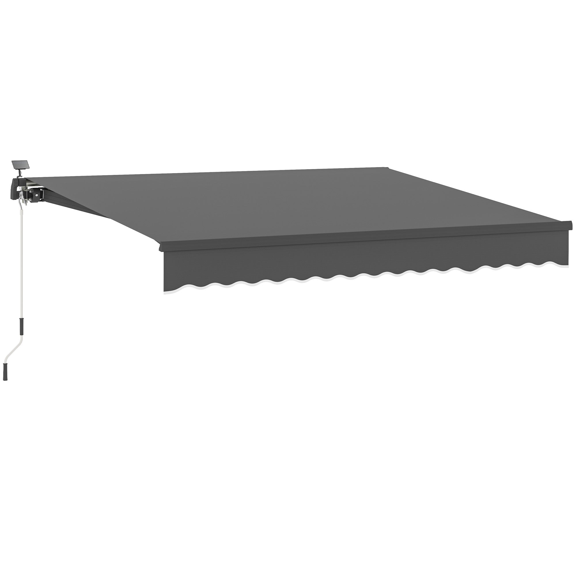 Clamp Awning with Hand Crank Solar Lights Joint Arm Awning Awning Sun Protection UV 50+, Balcony Awning including Wall Bracket Sun Awning 400 cm Wide for Terrace Balcony Porch, Gray