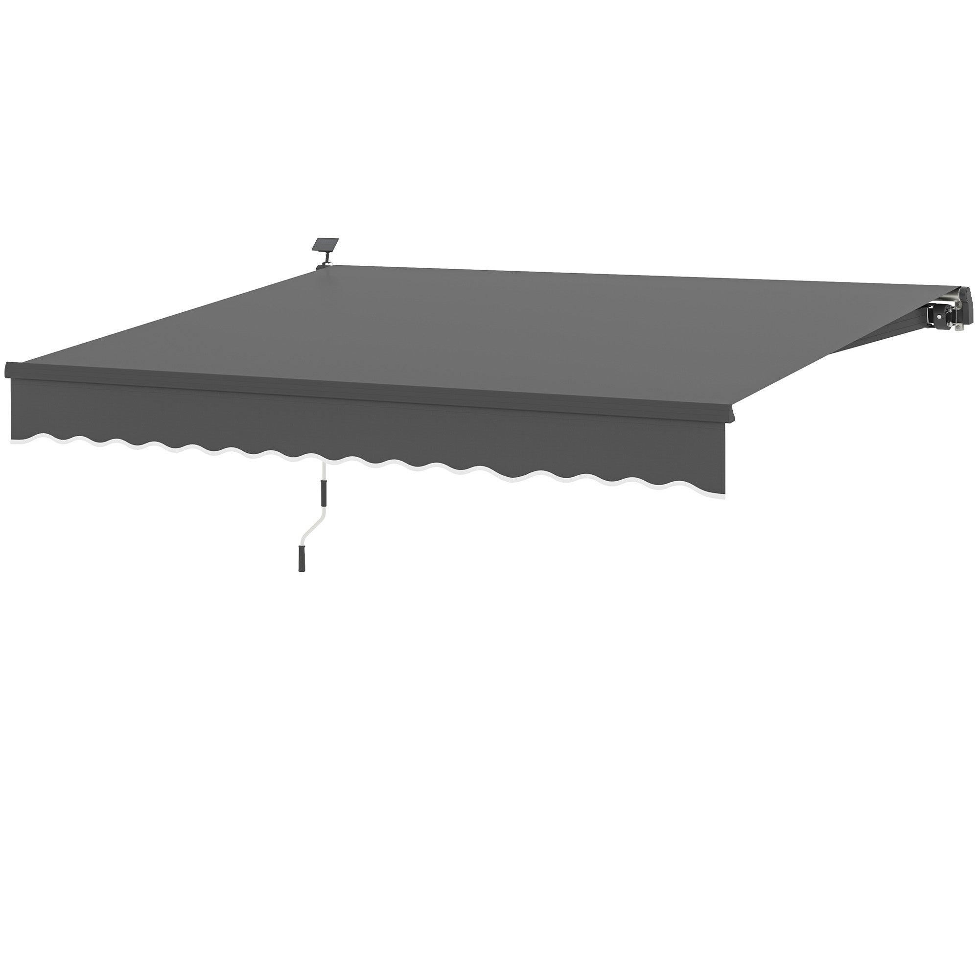 Clamp Awning with Hand Crank Solar Lights Joint Arm Awning Awning Sun Protection UV 50+, Balcony Awning including Wall Bracket Sun Awning 400 cm Wide for Terrace Balcony Porch, Gray
