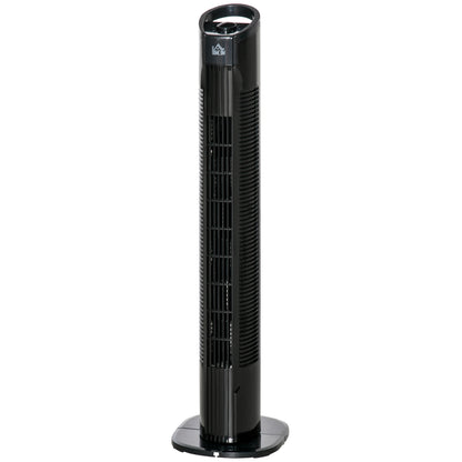 Modern Column Fan, 3 Speeds with 70° Oscillation, Tower Fan with Round Base and Handle, 50W Power, Ø 20 x 78.5 cm, black