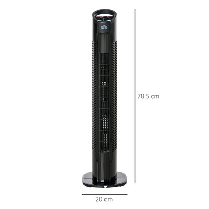 Modern Column Fan, 3 Speeds with 70° Oscillation, Tower Fan with Round Base and Handle, 50W Power, Ø 20 x 78.5 cm, black