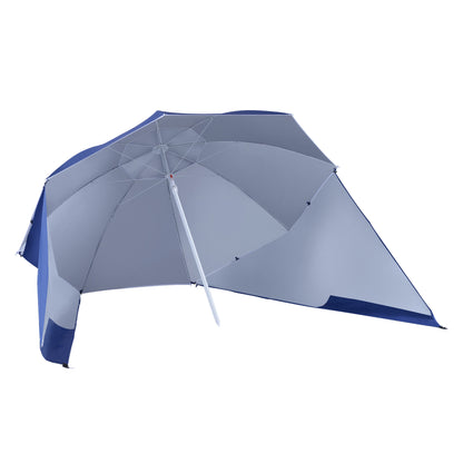 2 in 1 Beach Umbrella Beach Shelter Windbreak Beach Shelter Blue Φ210xH222cm