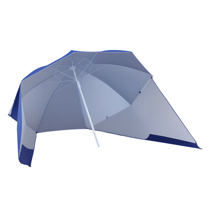 2 in 1 Beach Umbrella Beach Shelter Windbreak Beach Shelter Blue Φ210xH222cm