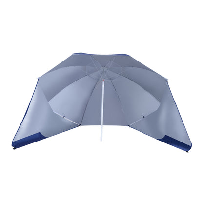 2 in 1 Beach Umbrella Beach Shelter Windbreak Beach Shelter Blue Φ210xH222cm