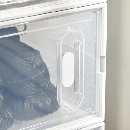 Stackable Shoe Boxes 8 Pieces Shoe Storage Boxes with Ventilation Openings Shoe Rack for High Heels, Booties, up to Size 43 Transparent White