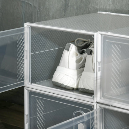 Stackable Shoe Boxes 8 Pieces Shoe Storage Boxes with Ventilation Openings Shoe Rack for High Heels, Booties, up to Size 43 Transparent White