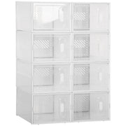 Stackable Shoe Boxes 8 Pieces Shoe Storage Boxes with Ventilation Openings Shoe Rack for High Heels, Booties, up to Size 43 Transparent White