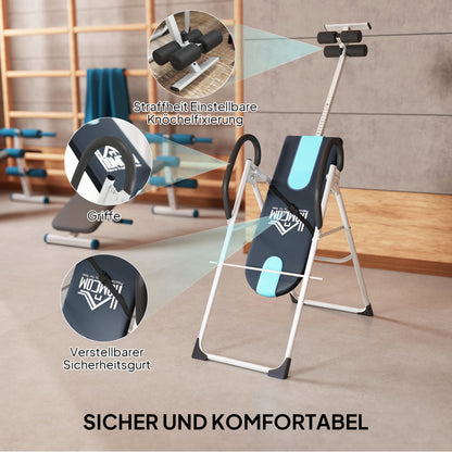 foldable inversion bench gravity trainer with safety belt inversion table with adjustable inversion angle stretching bench to relieve the spine, back trainer supports up to 136kg