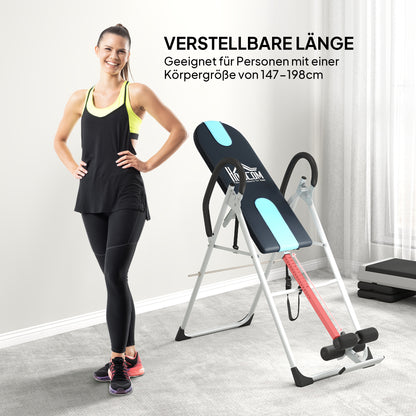 foldable inversion bench gravity trainer with safety belt inversion table with adjustable inversion angle stretching bench to relieve the spine, back trainer supports up to 136kg