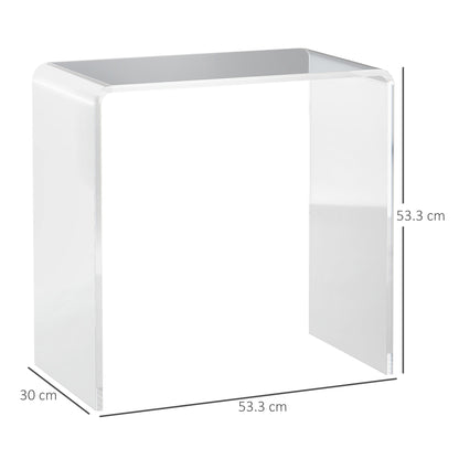 U-Shaped Acrylic Coffee Table, Modern Table with Smooth Edges and Rounded Corners, 53.5x30.5x53.5 cm, Transparent