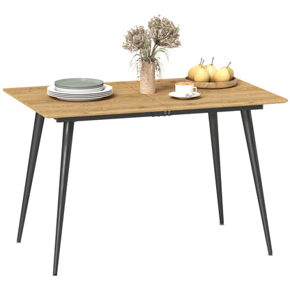 Folding Dining Table, Rectangular Folding Kitchen Table, Extendable Table 120-160 cm for 6 to 8 People with Steel Legs, Natural