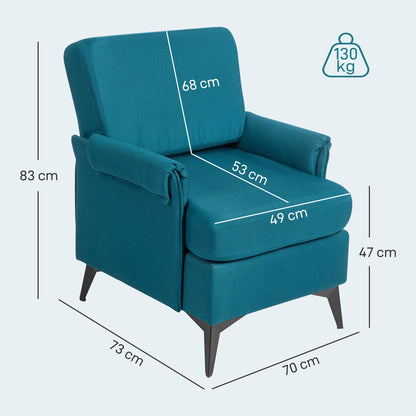 Breathable Linen Effect Fabric Decor Armchair with Rolled Arms, 70x73x83 cm, Green