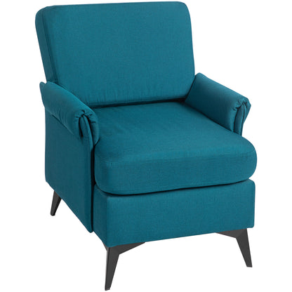 Breathable Linen Effect Fabric Decor Armchair with Rolled Arms, 70x73x83 cm, Green