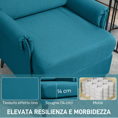 Breathable Linen Effect Fabric Decor Armchair with Rolled Arms, 70x73x83 cm, Green