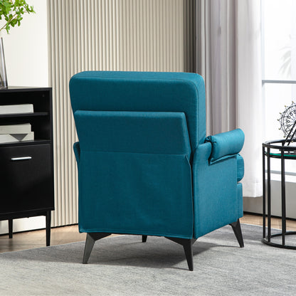 Breathable Linen Effect Fabric Decor Armchair with Rolled Arms, 70x73x83 cm, Green