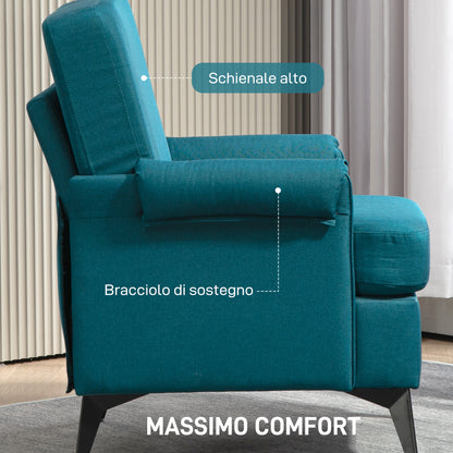 Breathable Linen Effect Fabric Decor Armchair with Rolled Arms, 70x73x83 cm, Green