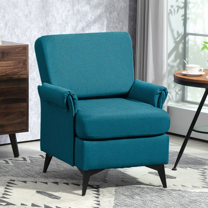 Breathable Linen Effect Fabric Decor Armchair with Rolled Arms, 70x73x83 cm, Green